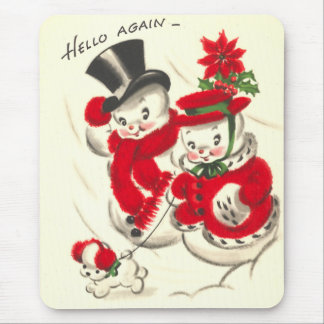 Tapis De Souris Bonhomme de neige vintage et Snowwoman Mousepad