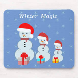 Tapis De Souris bonhommes de neige et flocons de neige de magie hi