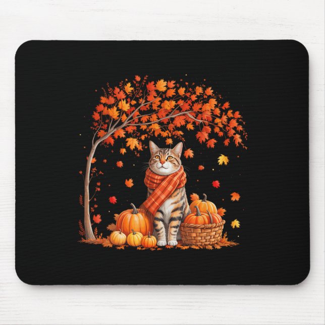 Tapis De Souris Bonjour Automne Chat Automne Leaf Kitten Lover Tha (Devant)