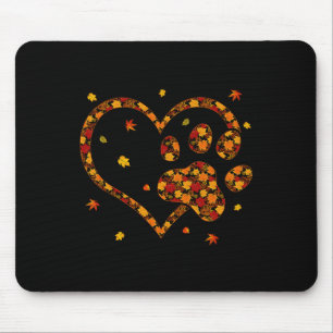 Tapis De Souris Bonjour Automne Feuilles de l'automne Chien et Cha