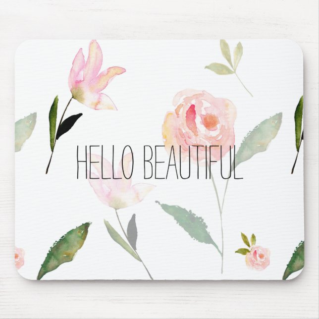 Tapis De Souris Bonjour belle aquarelle florale (Devant)
