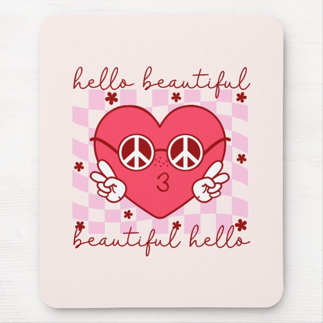 Tapis De Souris Bonjour belle | Cute et coeur (Devant)