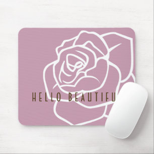 Tapis De Souris Bonjour Belle - Rose Rose Moderne Chic