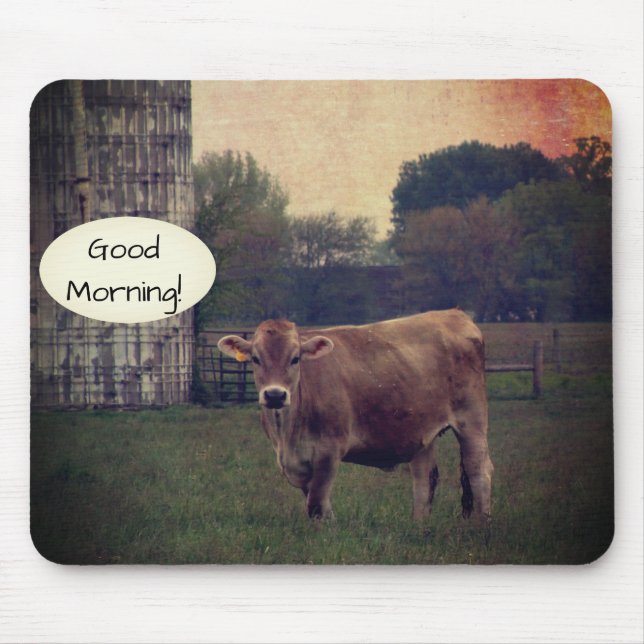 Tapis De Souris Bonjour de votre ferme de vaches Jersey locale (Devant)