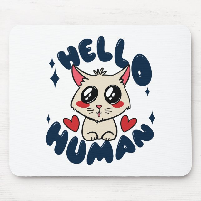 Tapis De Souris Bonjour homme Cute Cat (Devant)