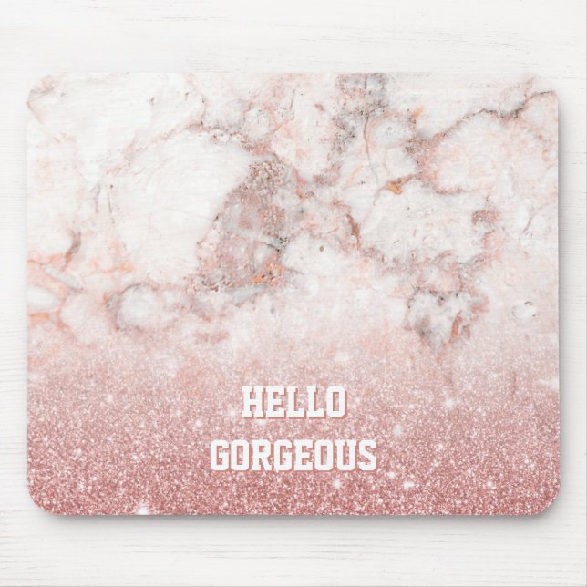 Tapis De Souris Bonjour marbre rose magnifique de blanc de parties (Devant)