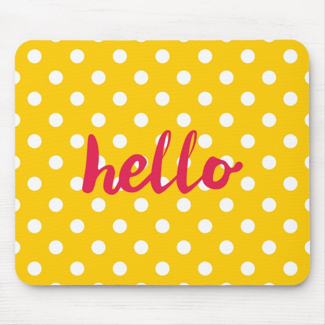 Tapis De Souris Bonjour sur arrière - plan pois jaune pastel (Devant)