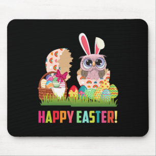 Tapis De Souris Bonne Chouette de Pâques mignonne portant Chouette