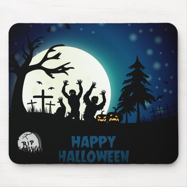Tapis De Souris Bonne Halloween Fullmoon Mousepad (Devant)