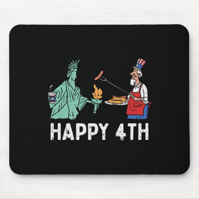 Tapis De Souris Bonne Quatrième Statue De Liberty Oncle Sam Funny  (Devant)
