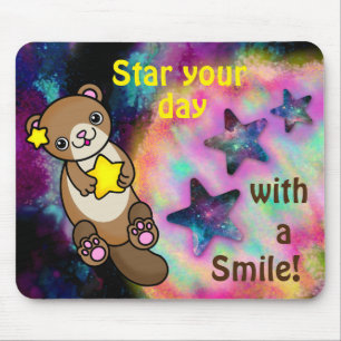 Tapis De Souris Bonnet étoilé avec le sourire positif pour la moti