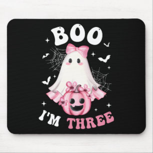 Tapis De Souris Boo Je suis trois 3ème anniversaire fille rose Bow