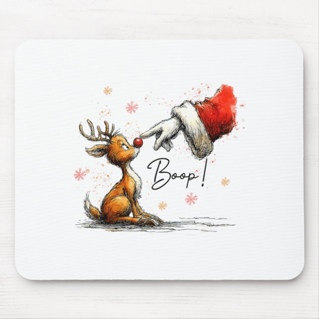 Tapis De Souris Boop Funny Santa Farmer Reindeer Cute Christmas Ho (Devant)