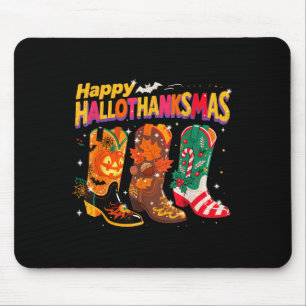 Tapis De Souris Boots Occidentaux De Vacances Bonne Hallothanksmas