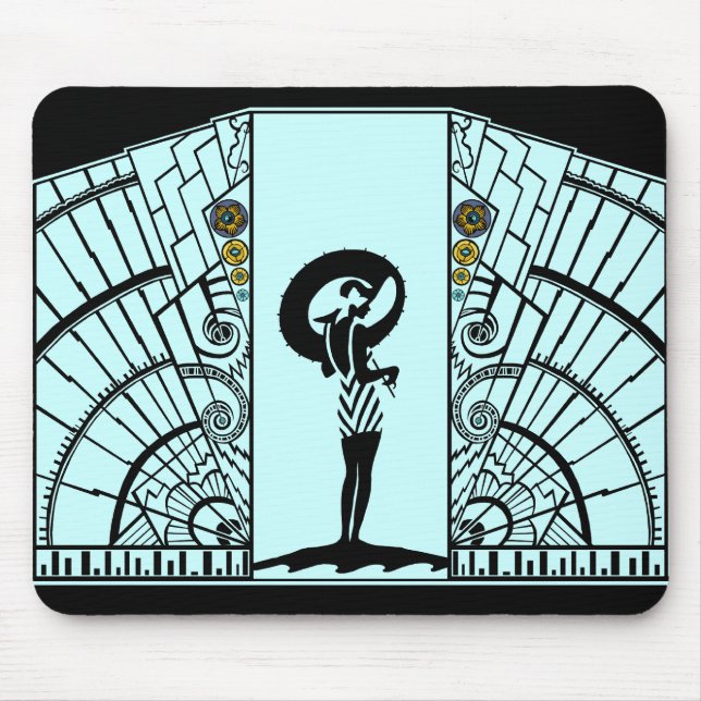 Tapis De Souris Bord de la mer Deco dans l'Aqua et le jaune (Devant)