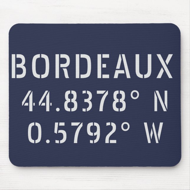 Tapis De Souris Bordeaux Latitude Longitude (Devant)