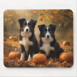 Tapis De Souris Border Collie Chiot Automne Délice Citrouille