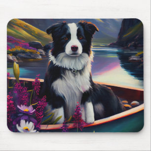 Tapis De Souris Border Collie sur une pagaie : Une aventure pittor