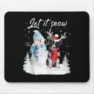 Tapis De Souris Bordure Collie Père Noël Chien Noël Snowman Xmas P