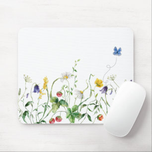 Tapis De Souris Bordure fleur sauvage avec papillon