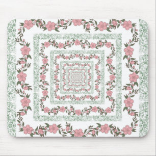 Tapis De Souris Bordure rose verte Retro Y2K les années 70 Motif d