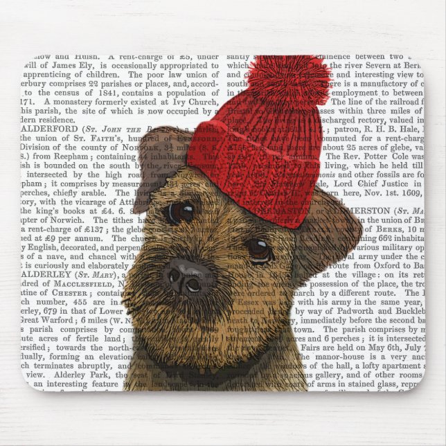 Tapis De Souris Bordure Terrier avec Casquette roux 3 (Devant)