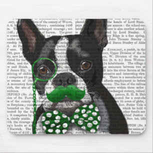Tapis De Souris Boston Terrier avec la moustache verte et 2