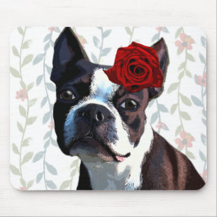Tapis De Souris Boston Terrier avec s'est levé sur la tête 2