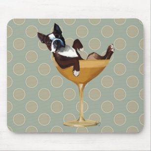 Tapis De Souris Boston Terrier en verre de cocktail