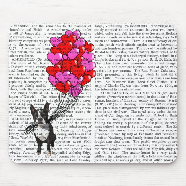 Tapis De Souris Boston Terrier Et Ballons (Devant)