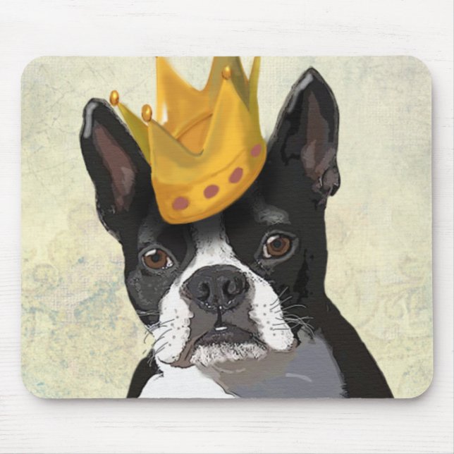 Tapis De Souris Boston Terrier et Crown (Devant)