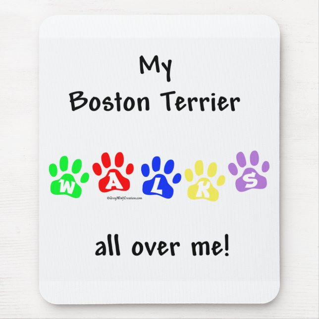 Tapis De Souris Boston Terrier Marche Sur Moi (Devant)