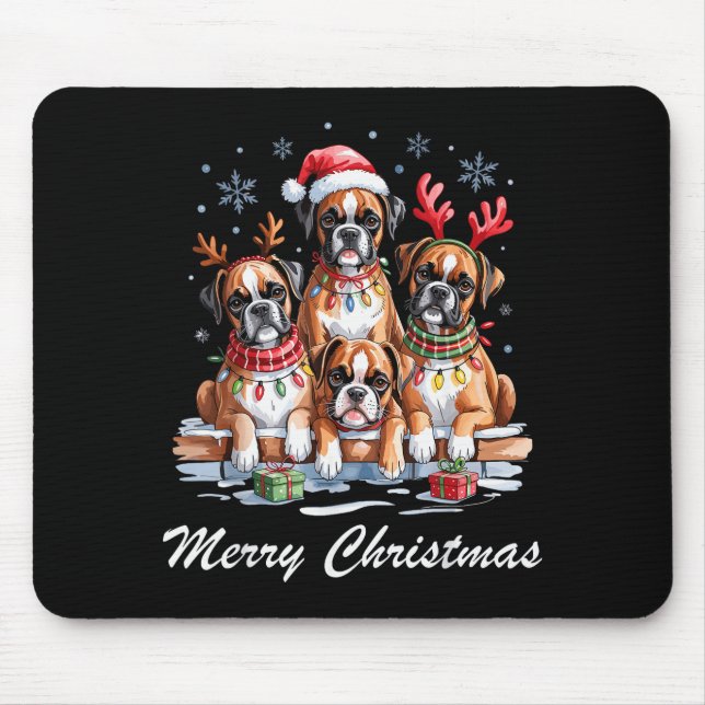 Tapis De Souris Boston Terrier Merry Christmas Funny Dog Lovers Ho (Devant)