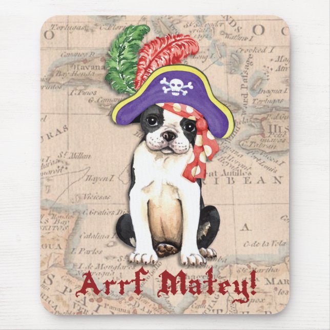 Tapis De Souris Boston Terrier Pirate (Devant)