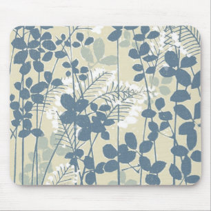 Tapis De Souris Botanique Bleu Japonais Vintage : Fougère à Feuill