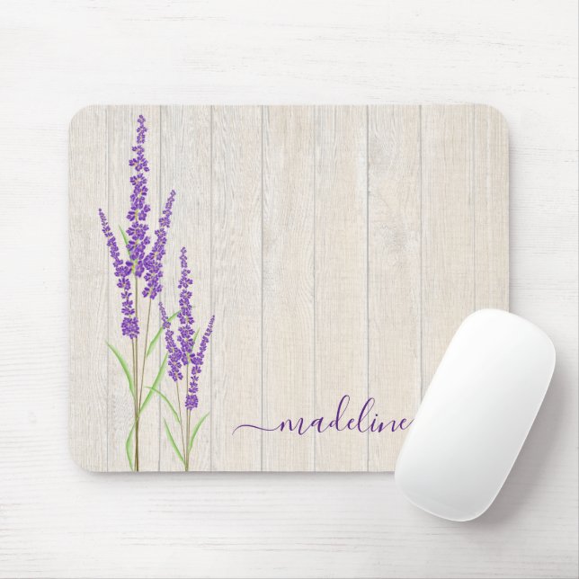 Tapis De Souris Botanique de Lavande rustique| Mousepad personnali (Avec souris)