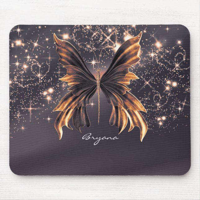 Tapis De Souris Bouche en or Imaginaire papillon (Devant)