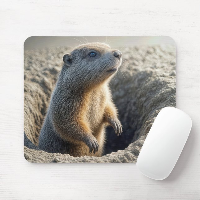 Tapis De Souris Bouchon de fond curieux dans un trou (Avec souris)