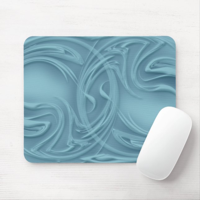 Tapis De Souris Boucles Abstraites sur l'artisanat bleu (Avec souris)