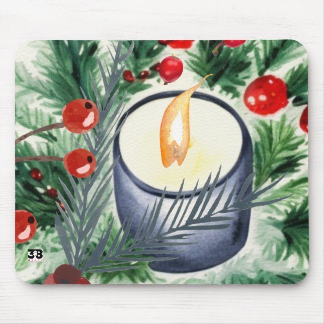 Tapis De Souris Bougie de Noël (Devant)