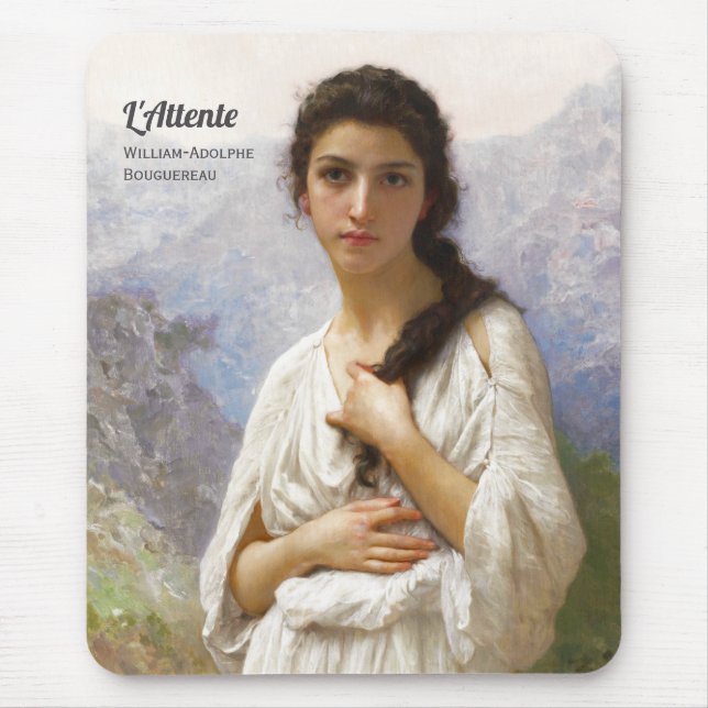 Tapis De Souris Bouguereau L'Attente 1901 Jolie jeune femme (Devant)
