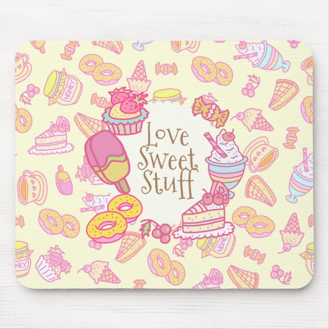 Tapis De Souris Boulangerie sucrée et boissons Jaune (Devant)