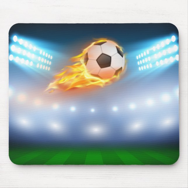 Tapis De Souris Boule de soccer à flamme de souris (Devant)