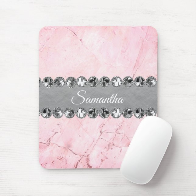 Tapis De Souris Boule diamant en marbre rose (Avec souris)