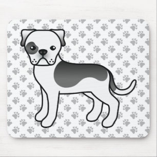 Tapis De Souris Bouledogue américain pie pie noir Chien de dessin 