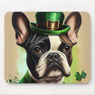 Tapis De Souris Bouledogue français en robe de la Saint-Patrick