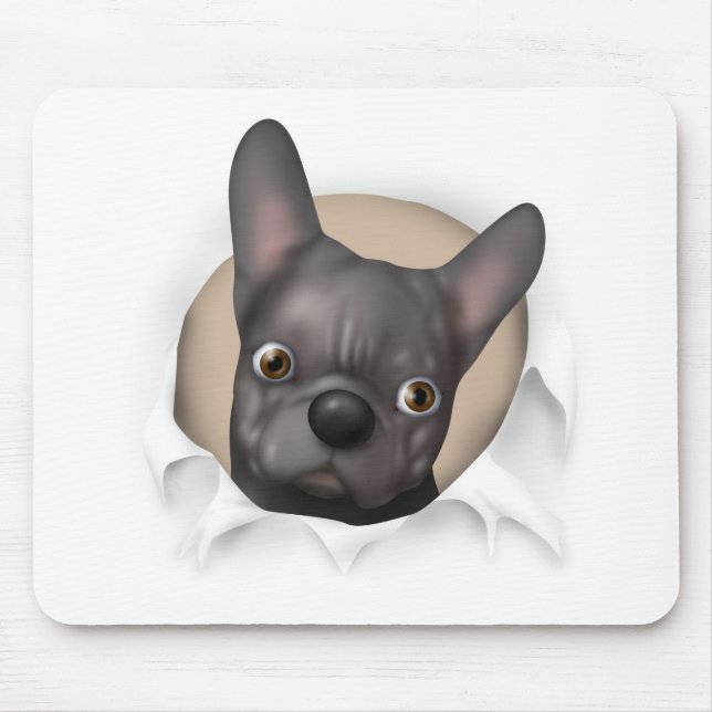 Tapis De Souris Bouledogue français (noir) éclatant (Devant)