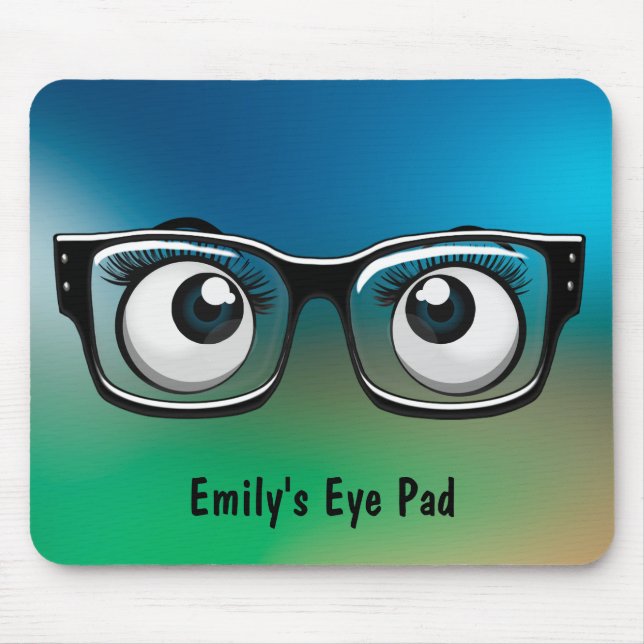 Tapis De Souris Boules d'yeux avec lunettes (Devant)