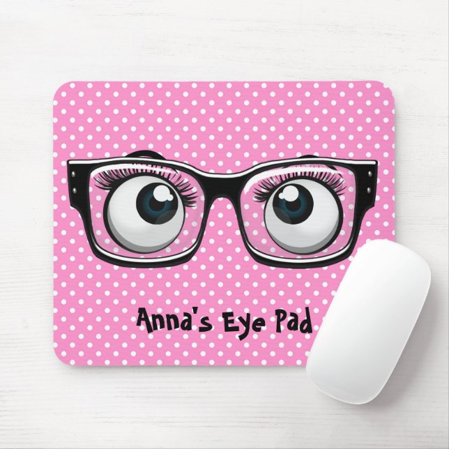 Tapis De Souris Boules d'yeux et de lunettes sur la souris Pois (Avec souris)