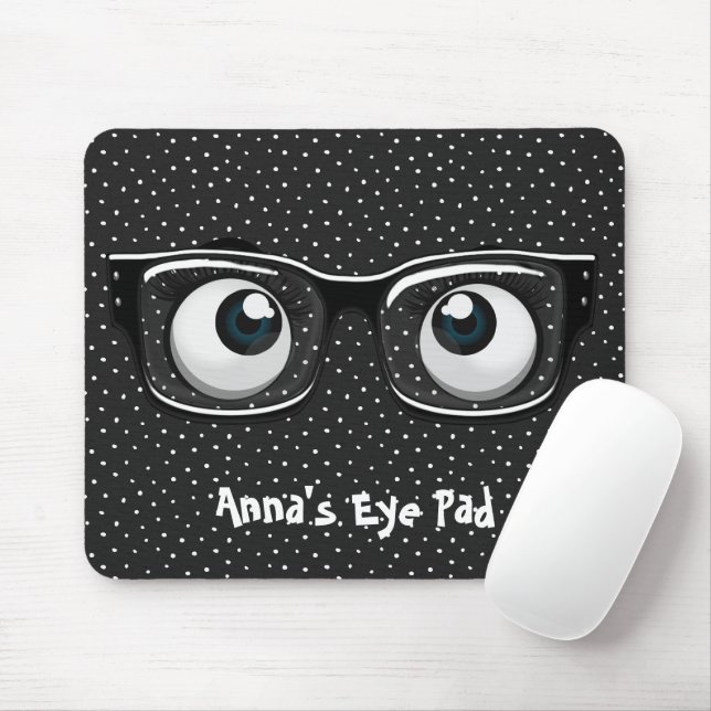 Tapis De Souris Boules d'yeux et lunettes sur Pois (Avec souris)